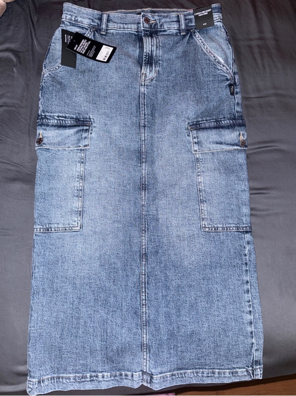 Silver Jeans Light Blue Straight Long Cargo Denim Jean skirt